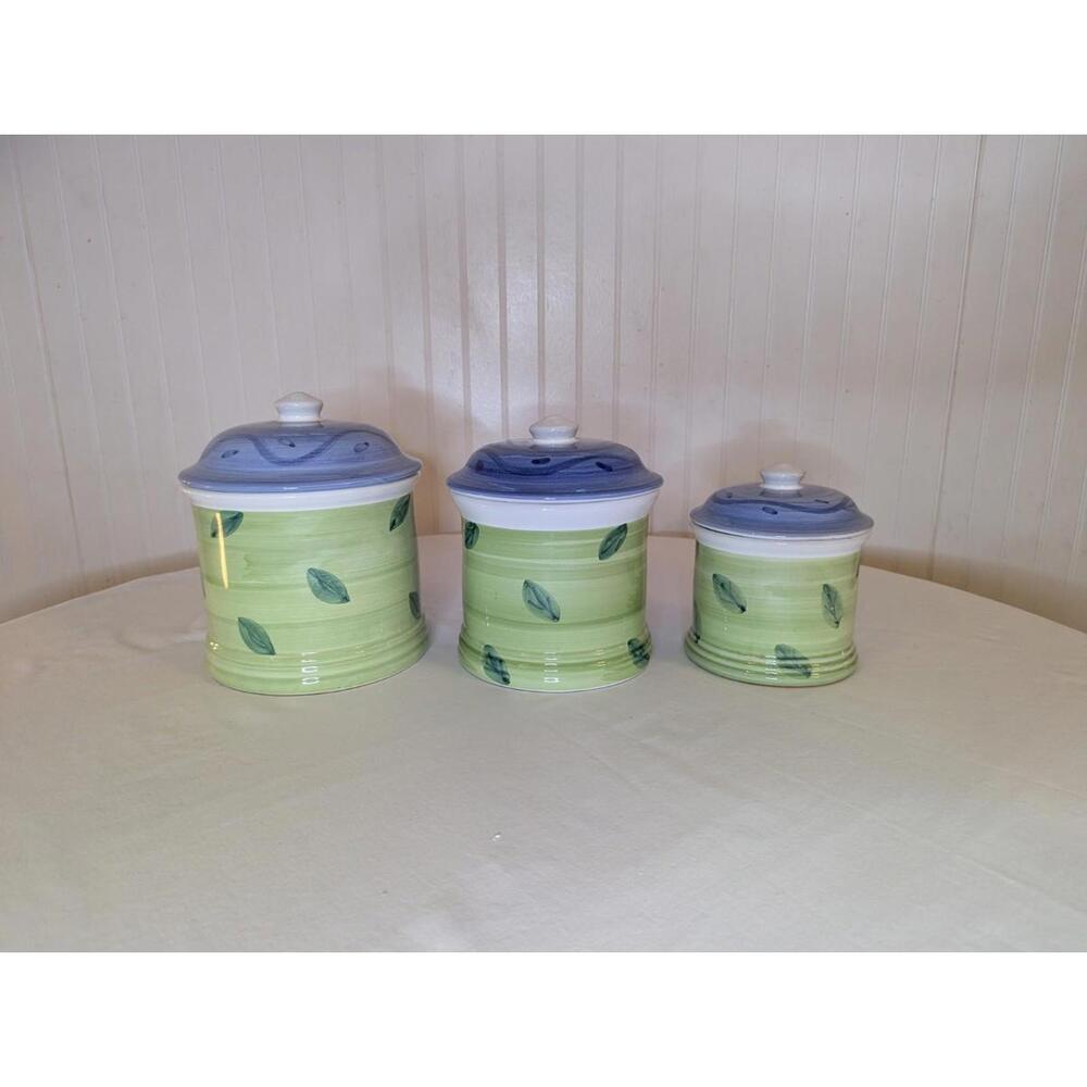 Caleca Hand painted Italian Pottery 3 Piece Cannister Set